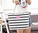 Caixia Women's Polyester Thick Rope Handle Stripe Pattern Tote Bag Shoulderbag
