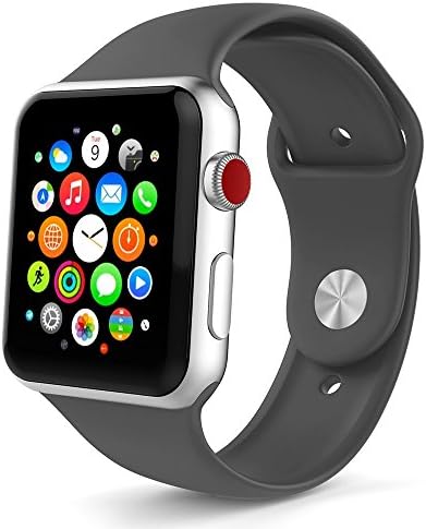 Icesnail Apple Watch Band 38mm 42mm [3 Pieces 2 Length] Soft Silicone Sport Replacement Strap for Apple Watch Series 3 Series 2 Series 1 Sport and Edition All Models (38mm New Gray)