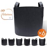 Gardzen 6-Pack 15 Gallon Grow Bags, Aeration Fabric Pots with Handles