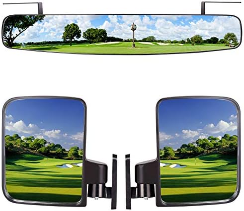 10L0L Universal Golf Cart Rear View Mirror and Folding Side Mirrors Kit for EZGO, Club Car, Yamaha 10L0L Universal Golf Cart Rear View Mirror and Folding Side Mirrors Kit for EZGO, Club Car, Yamaha