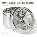 MasterGrind Shield Series 4-Piece Mill Grinder for Herb-Spices-Tobacco - Large (2.5 inch - 63mm) - Silver - Premium Aluminum Grinder with 3 Chambers - Micron Screen - Includes Mini-Scraper