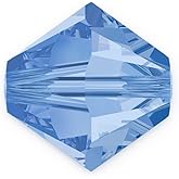 50pcs Authentic Preciosa 6mm Faceted Bicone Crystal Loose Beads Light Sapphire Blue Compatible with Swarovski 5301/5328 for DIY Jewelry Making Pre-B614