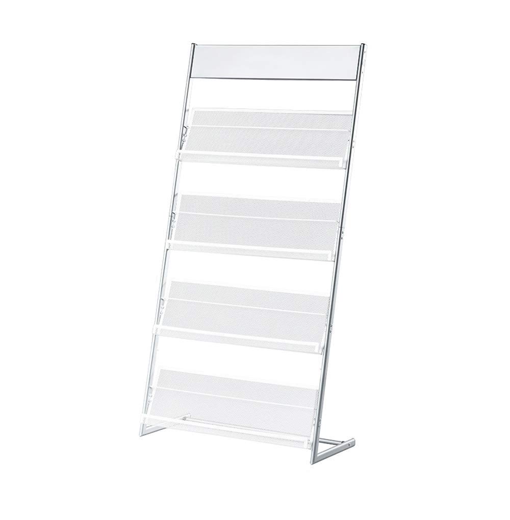 Kelly' Harvest House Magazine Rack Magazine Stand, Floor Standing Magazine Stand Literature Holder With 4 Pockets (Silver)