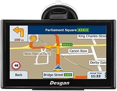Car GPS navigation, 7-inch Bluetooth GPS capacitive touch screen + rear view reversing camera, 256GB RAM 8GB ROM, driving alarm, voice steering navigation, life-long map update,