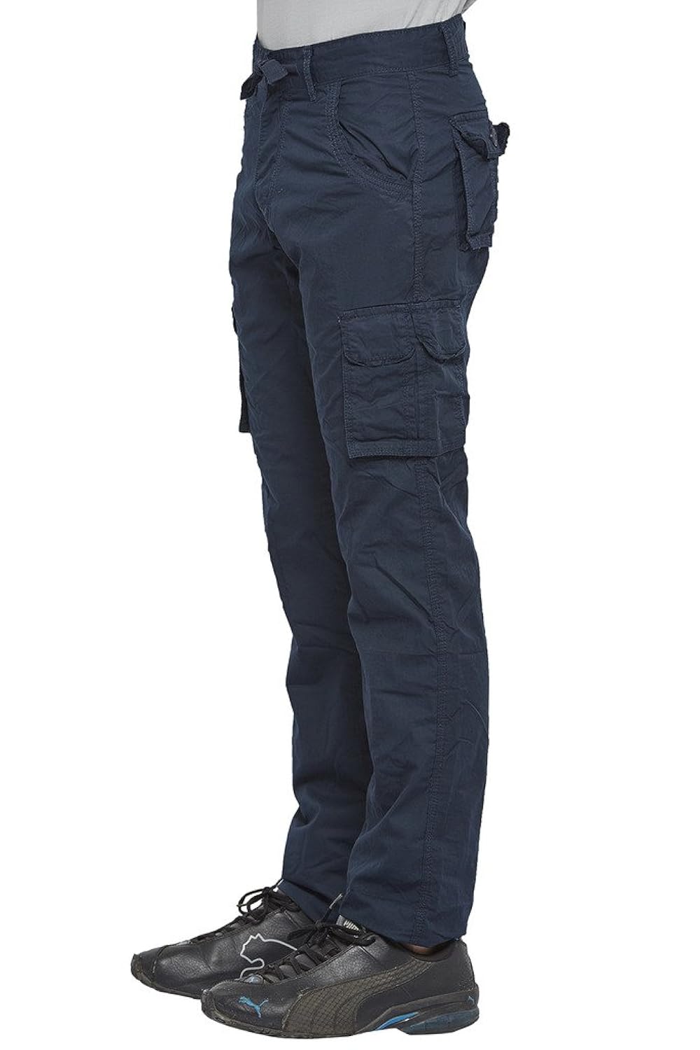 beevee men's cotton solid fixed waist cargo pants with drawstring