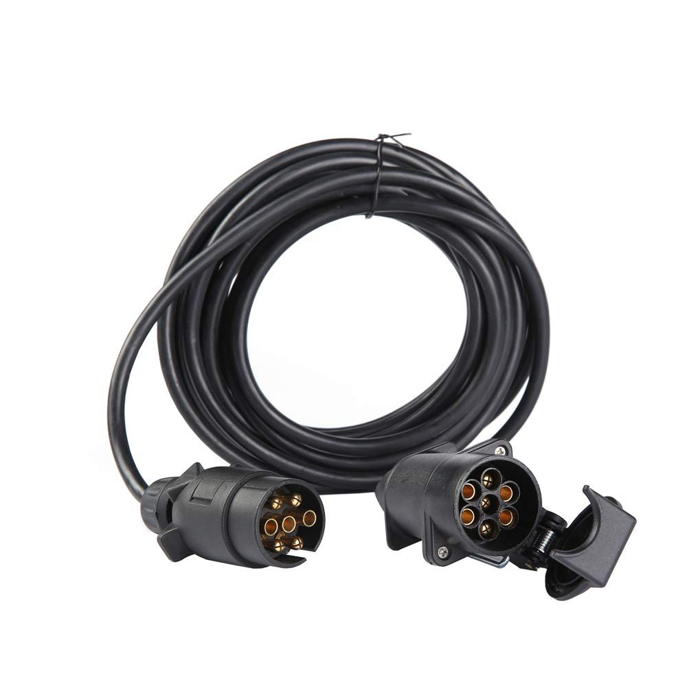 ETUKER 6m 7 Pin Trailer Plug Socket Extension Lead, 12V 7 Pin 6m Extension Lead Towing Caravan Trailer Truck RV Electrical Wiring Cable Connector Trailer Line (6m 7 Pin Extension Lead)