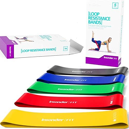 Insonder Resistance Bands Exercise Loop Band Set of 5 Perfect for Home Gym Fitness Yoga