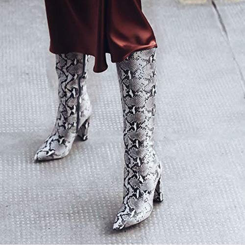 51L ebg0nSL YHZQ 2020 Botas Mujer, Botas Altas hasta Rodilla con Cremallera Lateral Puntiaguda, Botas Cuero Estampado Serpiente… YHZQ 2020 Botas Mujer, Botas Altas hasta Rodilla con Cremallera Lateral Puntiaguda, Botas Cuero Estampado Serpiente… - Imagen 7