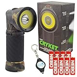 Nebo 6549 Cryket Camo 3-in-1 LED Flashlight/Work Light/Green LED with 8 Nebo AAA Batteries and Lumintrail Keychain Light