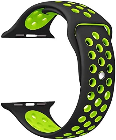 StarMoring Soft Silicone Sport Band Replacement Wrist Strap for iWatch Apple Watch Series 1 Series 2,42mm,M/L,Black and Green