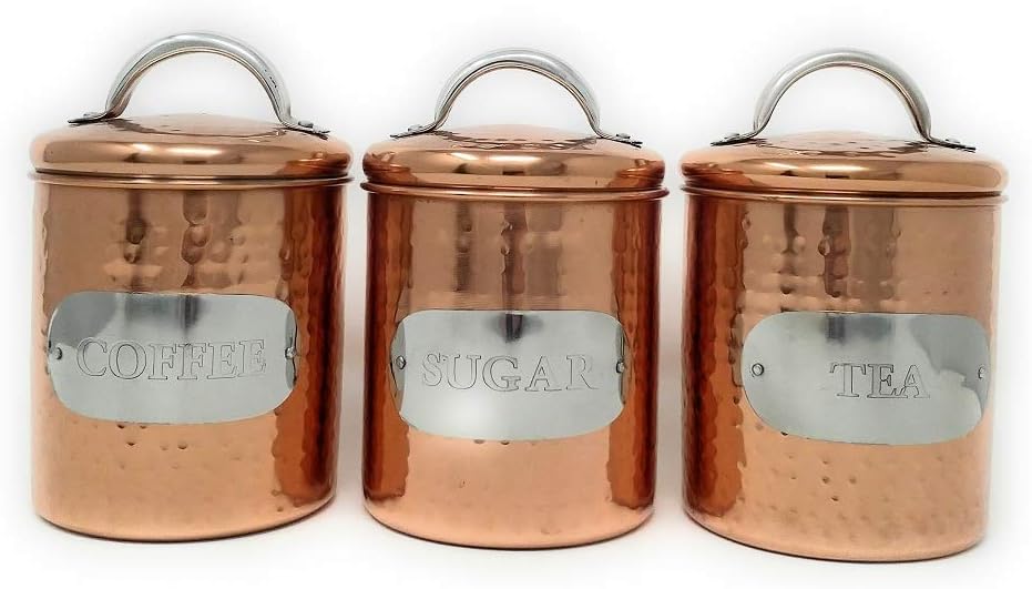 copper kitchen tea coffee sugar