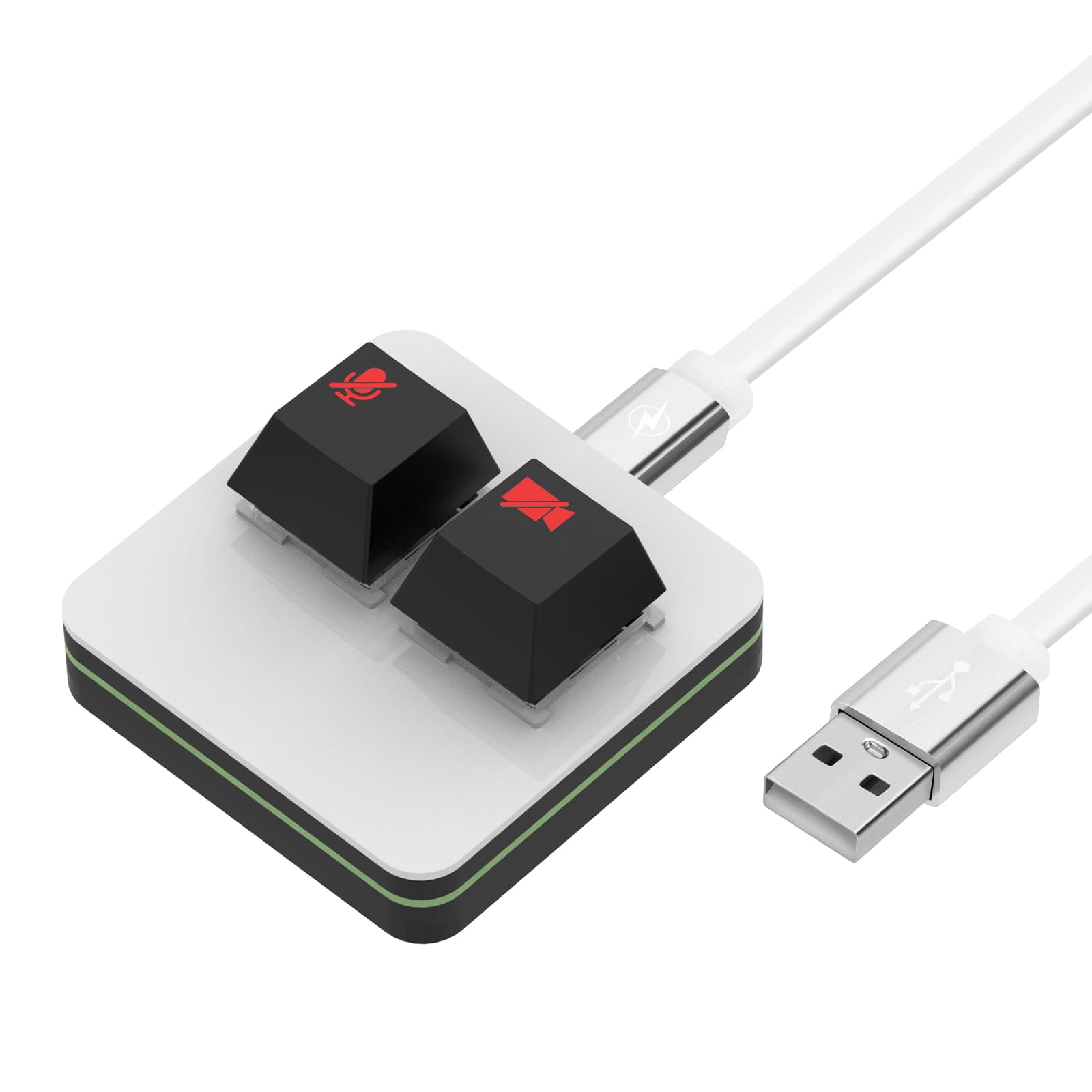 Geekria RGB Meeting Mute Controller Compatible with macOS Microsoft Teams App, Mute/Unmute Mic Audio, Stop/Start Video, Mechanical Keyboard Buttons for Online Class, Conference (White)