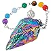 SUNYIK 7 Chakra Titanium Crystal Quartz Pendulum Healing Point Reiki Dowsing Divination Tool, Rainbow