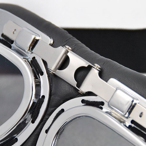 WWII RAF German Military Army Aviator Chrome Sun UV Wind Eye Protect Goggle For Motorcycle ATV Bike Bicycle Helmet - Thumbnail 4