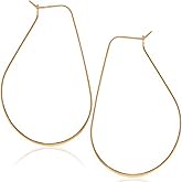 Oval Threader Hoop Earrings for Women - Lightweight Thin Teardrop Earring Hoops - 14k Gold, Rose or 925 Sterling Silver Plated