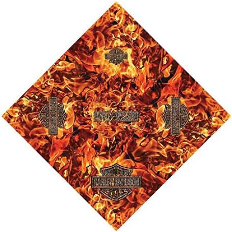 Ace Branded ProductsHarley-Davidson® Mens Hell Fire Flames with B&S Logo Sublimated Polyester Orange
