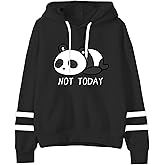 Apvirdy Teen Girls Hoodies Cute Panda Not Today Hooded Sweatshirt Womens Long Sleeve Graphic Pullover Tops