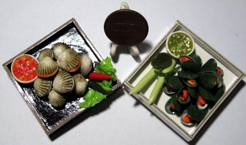 2 Lovely Mix Sea Food Dollhouse miniature Food,Tiny Food,Barbie Collectibles Scale 1:6
