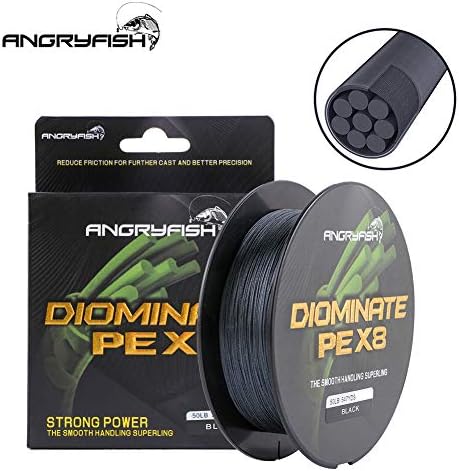Rabusion ANGRYFISH Diominate PE X8 Fishing Line 500M/547YDS 8 Strands Braided Fishing Line Multifilament Line Black black
