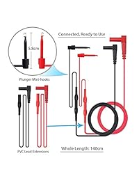 Neoteck Juego de prueba de multímetro de 8 piezas. Juego de prueba de cables profesionales. Sondeo de cable para una amplia gama de multímetros para electrónica y vehículos