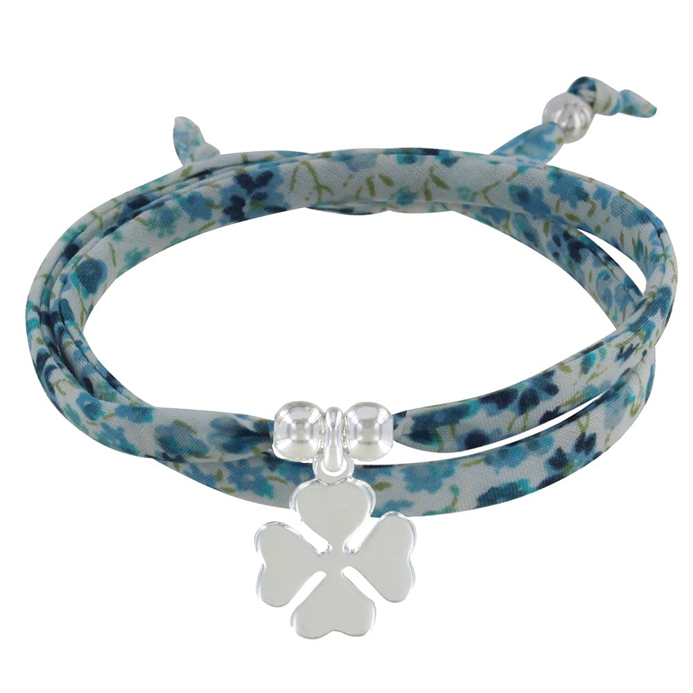 LES POULETTES BIJOUX - Double Round Link Bracelet liberty and Silver 925 Lucky Charm - Colors - Bright Blue