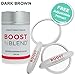 Boost N Blend Dark Brown Scalp Concealer with Bonus Magnifying Mirror - Undetectable & Natural Hair Thickener - Hair Building Fibers for Thinning Hair & Visible Scalp - Hair Volumizer for Women – 25g