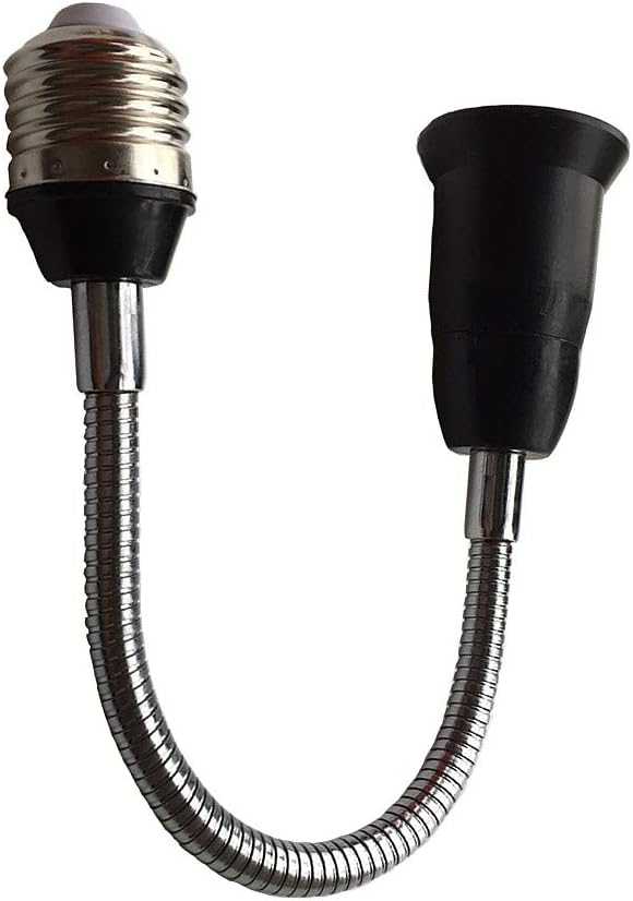 DZYDZR 39cm E27 to E27 Extender Flexible Gooseneck Extension E26 Lamp Holder Adapter for LED Light Bulb (Black)