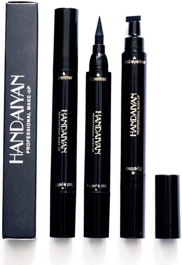 2 in 1 Eyeliner Stamp - Cat Eye Liquid Black Wing Pencil Long Lasting Waterproof Smudgeproof Natural Smooth Eye Liner Stencil 1 Pack