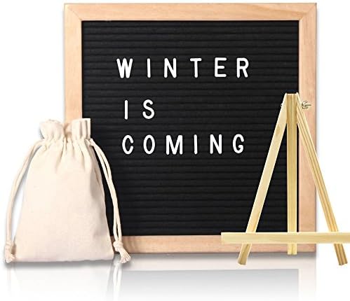 Changable Felt Letter Board 10x10 Inches With Letters, Numbers &amp; Symbols , Oak Wood Frame , Wall Mount
