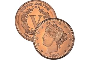 JIG PRO SHOP Private Mint Currency Design 1 oz .999 Pure Copper Round/Challenge Coin (1883 Liberty V Nickel Design)