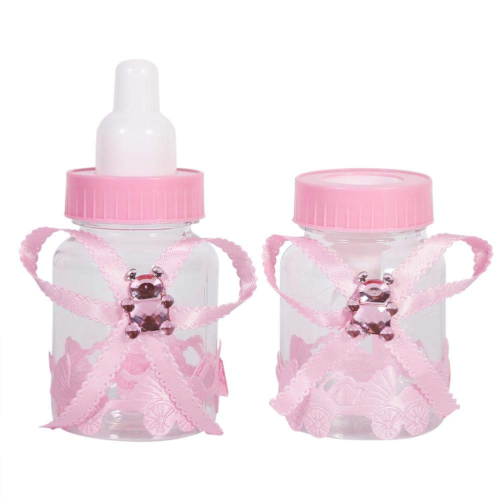 50Pcs Candy Bottle Chocolate Box Pink Blue Color for Baby Shower Gifts Baby Girl Boy(Pink)