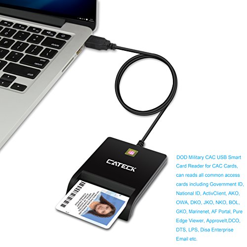 Smart Card Reader, Cateck USB Smart Card Reader (Black) - Thumbnail 4
