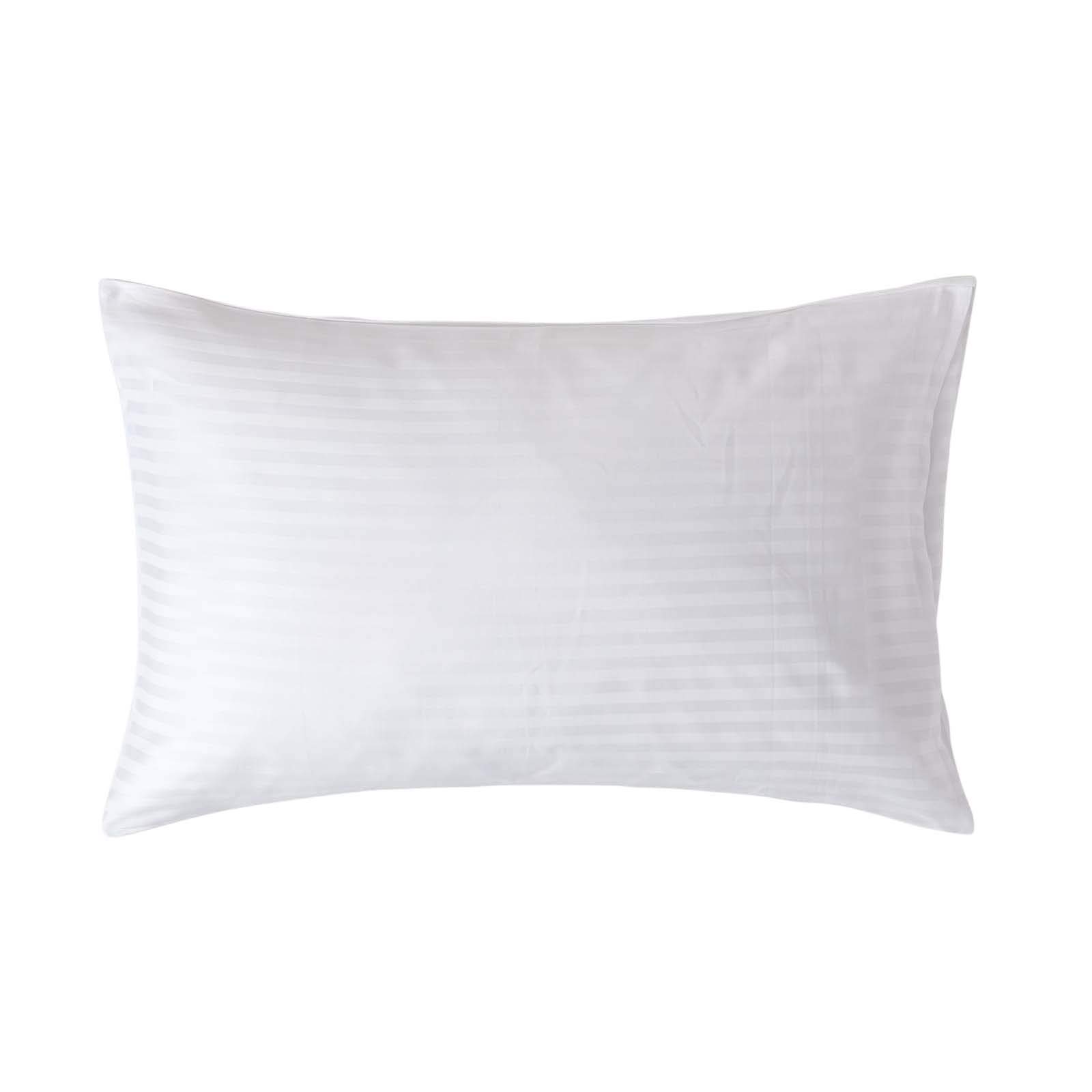 HOMESCAPES White Pure Egyptian Cotton Pillowcase Standard Size 330 TC 500 Thread Count Percale Equivalent Satin Stripe Housewife Pillow Case