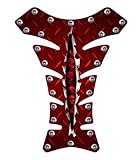 Kawasaki Ninja ZX Suzuki GSXR Honda CBR Yamaha YZF Red Diamondplate Rivet Skull Rip Motorcycle TanK pad Gel Decal