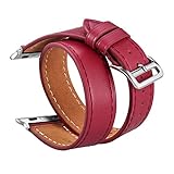 V-Moro for Apple Watch Band 42mm M/L Double Tour Leather Band iWatch Band Bracelet for Apple Watch Series 3 Series 2 Series 1, Sport, Hermes, Nike+, Edition (Double Tour Maroon 42mm)