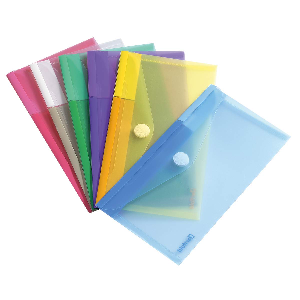 Tarifold 510279 Envelopes Plastic Briefcase Not Perforated Scratch Closure Size M65 / Check, Assorted Color,Pack of 6