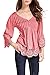 OMZIN Women's Flare Sleeve Lace Splice Loose Trim Casual Blouse T-Shirt Tops