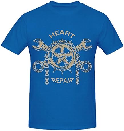 Comfortable Heart Repair T-shirt Men Blue Printed