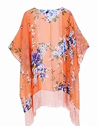 Kimono para dama, diseño floral, ligero, de gasa de leopardo, para bikini, cardigan y traje de baño