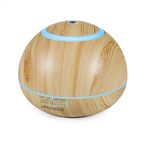 ARCHEER Aromatherapy Essential Oil Diffuser, 300ML Ultrasonic Cool Mist Humidifier with Color LED Lights Changing & 4 Timer Settings for Office Home Bedroom Living Room Study Yoga Spa - Wood Grain