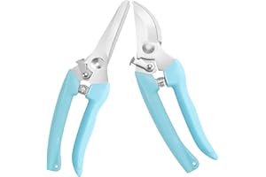 MEPEREZ garden shears, scissors gardening tools work 3 times easier,1 tree pruning clippers & 1 flower plant scissors, cutting florist floral, thorn rose, branch, hedge and fruit, handheld pruner set