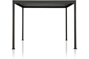 MIRADOR 88S Louvered Pergola Gazebo, 10Ft x 12Ft, Full Aluminum Frame, Adjustable Roof, Outdoor, Durable, Charcoal