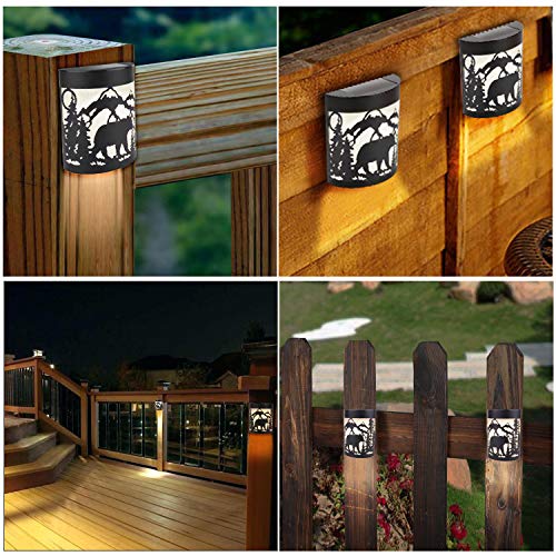 Greluna Solar Lights Outdoor, 2 Modes Solar LED Outdoor, Solar Wall Lights for Deck, Fence, Patio, Front Door, Stair, Landscape, Yard and Driveway Path, Warm White/Color Changing, Pack of 2, (Bear)