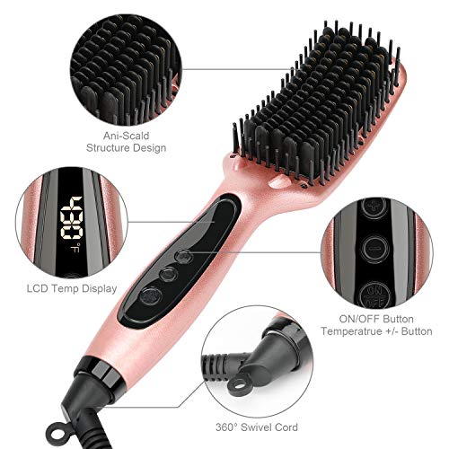 Enhanced Hair Straightening Brush Iron Heated Straightener Comb with