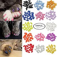Amazon Tikdok 100個 ソフトペットキャットネイル キャップ 猫足グルーミングネイル爪キャップ 5種類のカバー 5枚 接着剤 M Tikdok 爪切り ネイルケア 通販