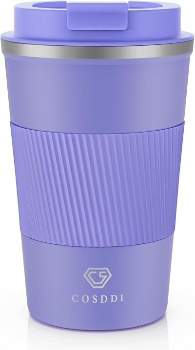 CS COSDDI Travel Mug Insulated Steel 380ml Leakproof Lid