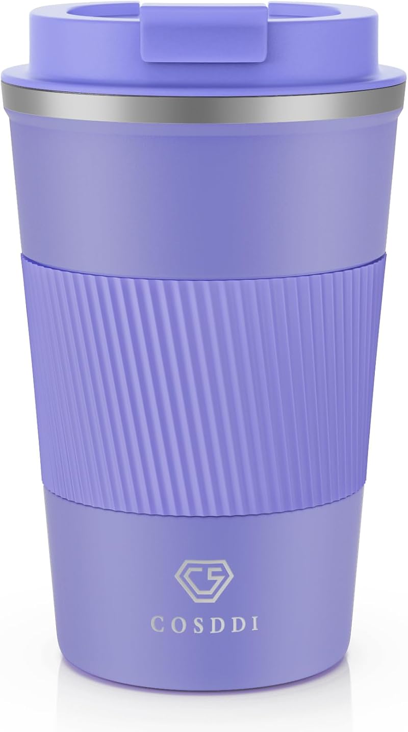 CS COSDDI Travel Mug Insulated Steel 380ml Leakproof Lid