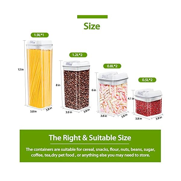 Benss 7PCS Air-Tight Food Storage Container Set - Cereal Storage Containers - for Kitchen Pantry Organization and…