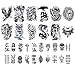 32 Sheets Temporary Tattoos Stickers, 12 Sheets Fake Body Arm Chest Shoulder Tattoos for Men with 20 Sheets Tiny Black Temporary Tattoos