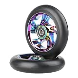 Kutrick Complete 2pcs 110mm Pro Stunt Scooter Replacement Wheels with ABEC-11 Bearing -Neo Chrome